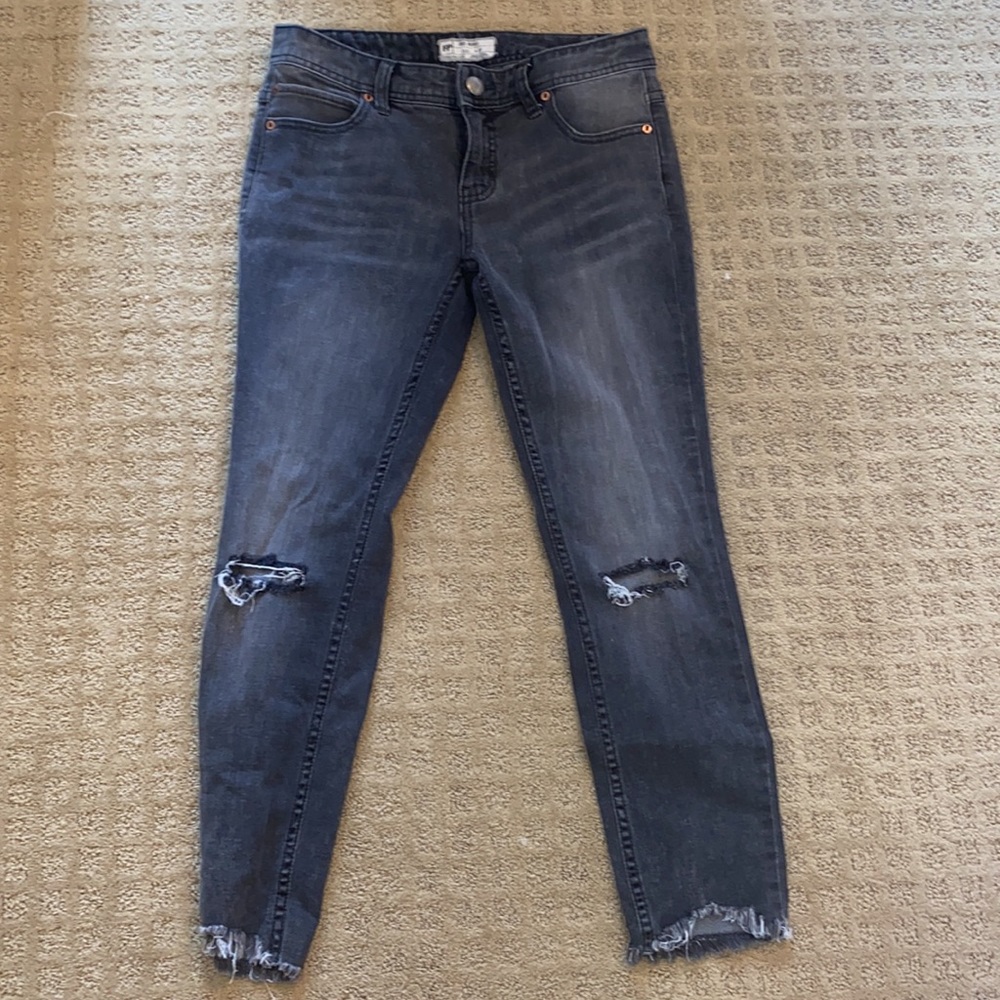 Free People Gray Distressed Jeans Size 27